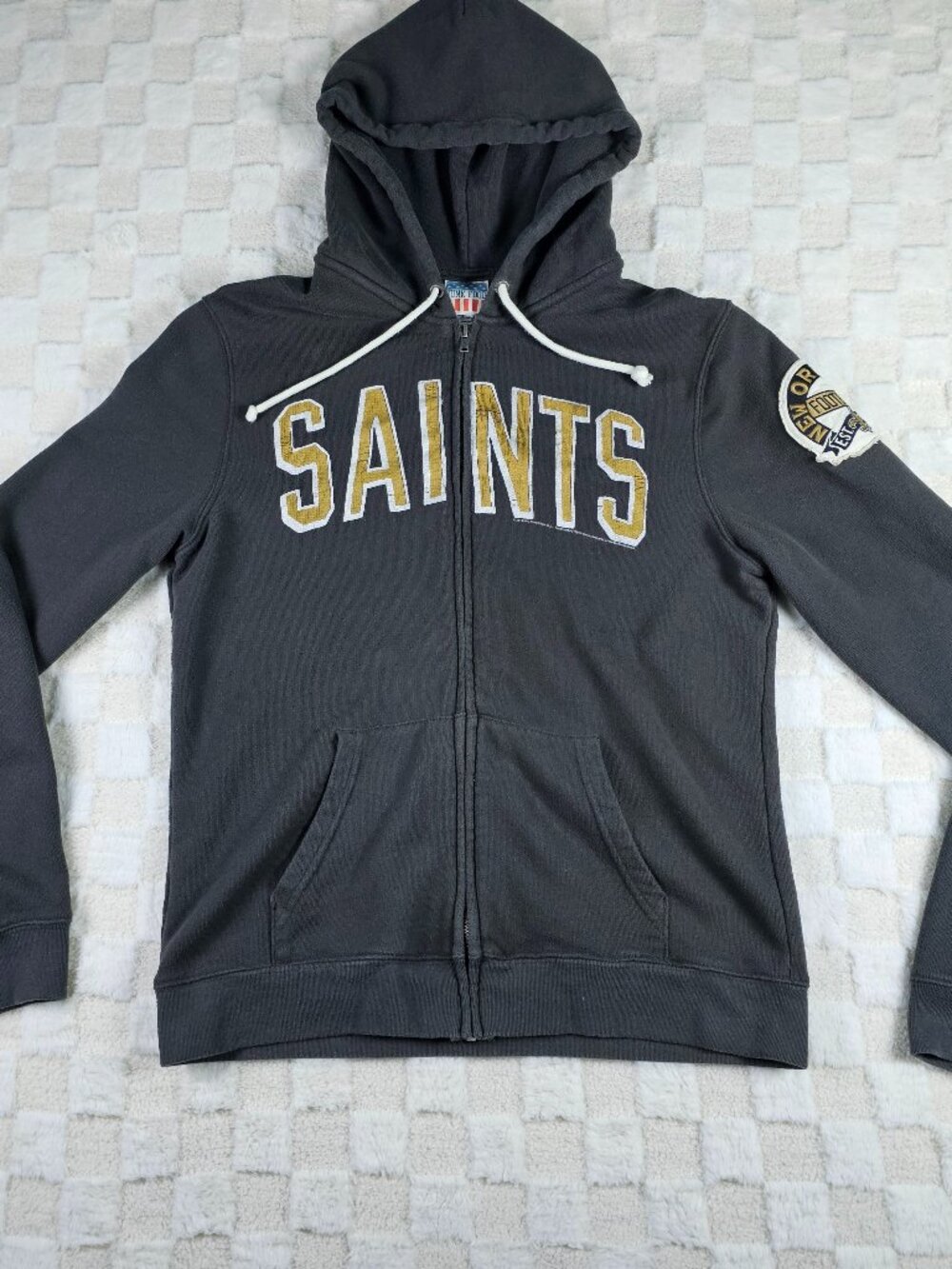 Junk Food New Orleans Saints Hoodie Jacket Mens Large L Full Zip Charcoal NFL - Picture 1 of 16